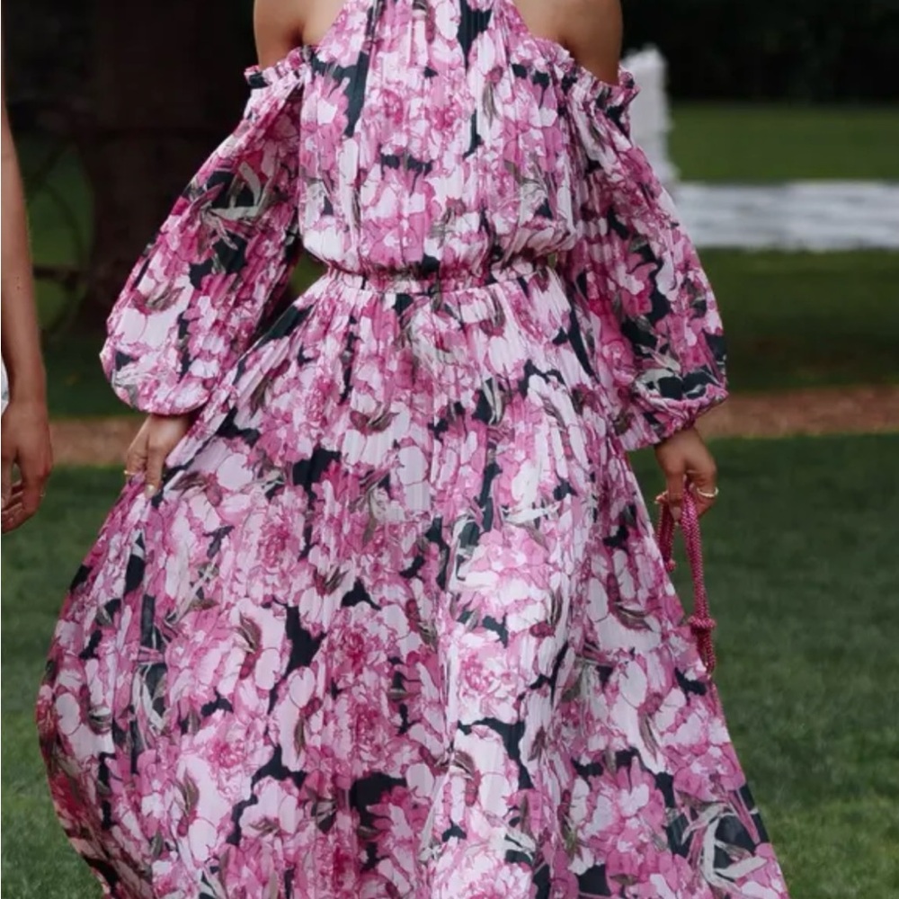 Petal & Pup Pink and Purple Pleated Maxi Dress